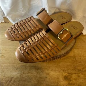Dansko Leilani Tan Leather Mules with Buckle Womens Size 11.5/12 US (42)